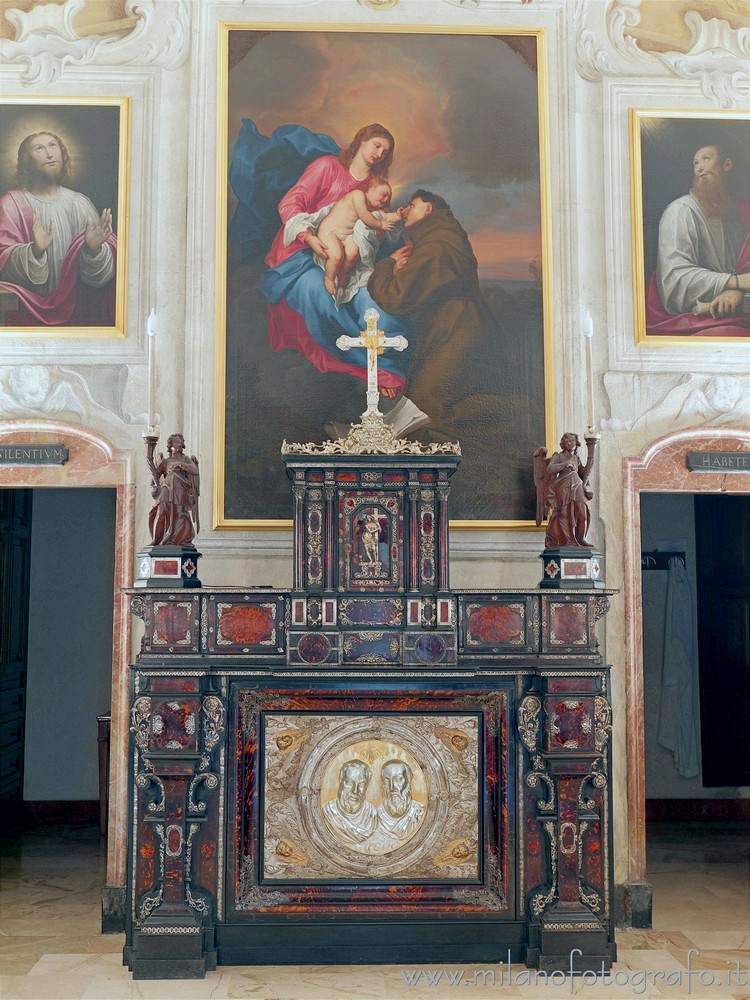 Milan (Italy) - Upper part of the old altar in the sacristy of the Church of the Saints Paul and Barnabas